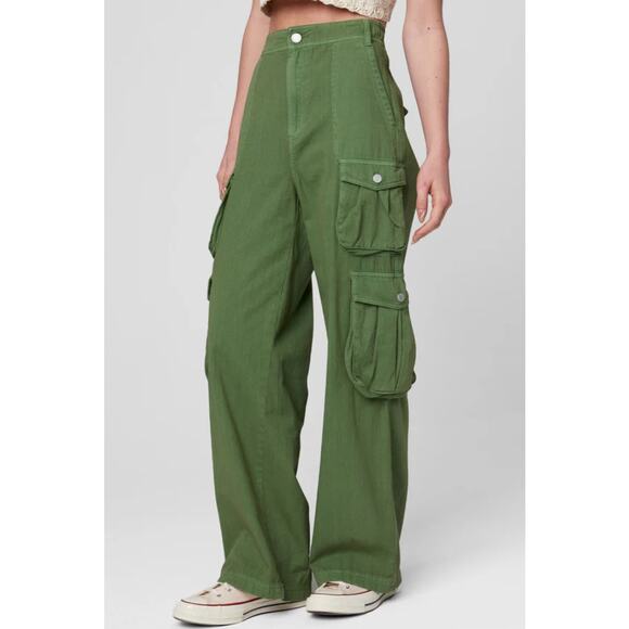 Blank NYC Cargo FRANKLIN Utility High Waist Wide Leg Pant In Macha Please L NWT - Picture 3 of 6